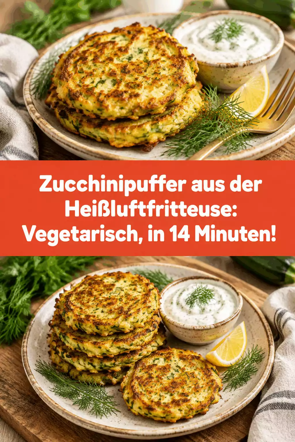 Zucchinipuffer aus der Heißluftfritteuse: Vegetarisch, in 14 Minuten!