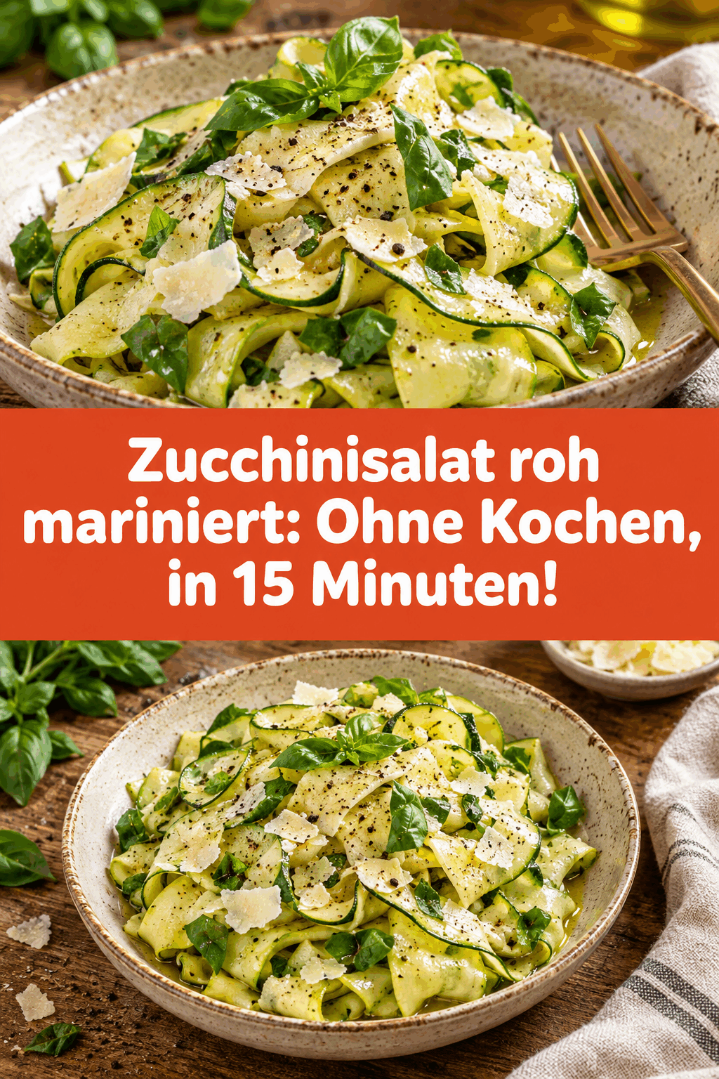 Zucchinisalat roh mariniert: Ohne Kochen, in 15 Minuten!