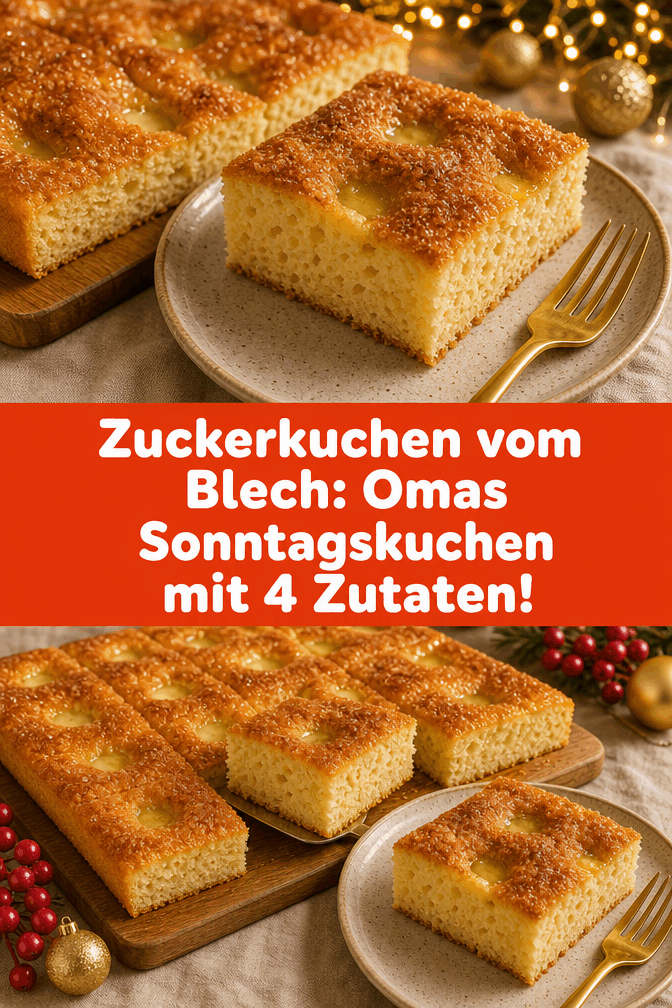 Zuckerkuchen vom Blech: Omas Sonntagskuchen mit 4 Zutaten!