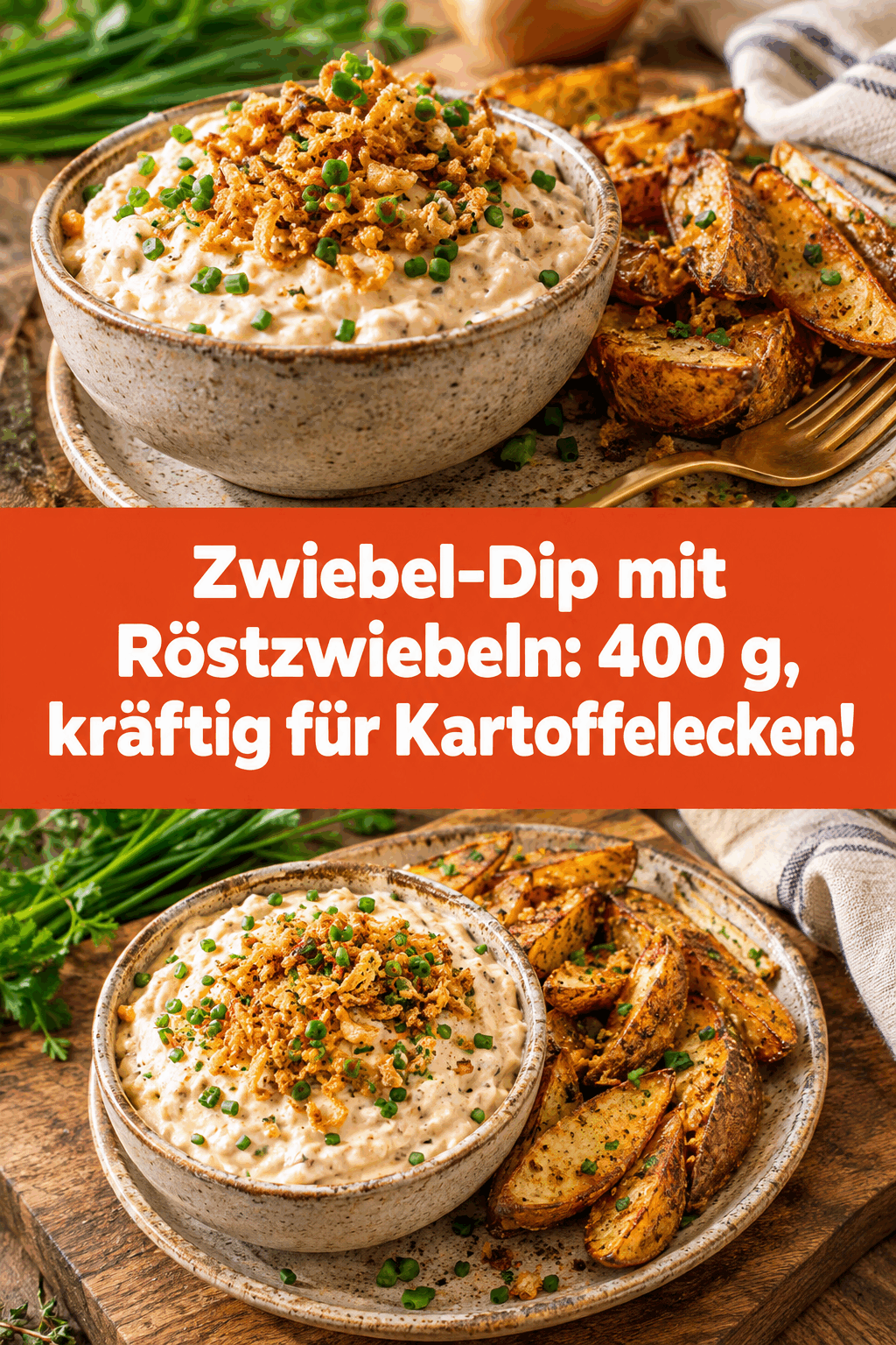 Zwiebel-Dip mit Röstzwiebeln: 400 g, kräftig für Kartoffelecken!