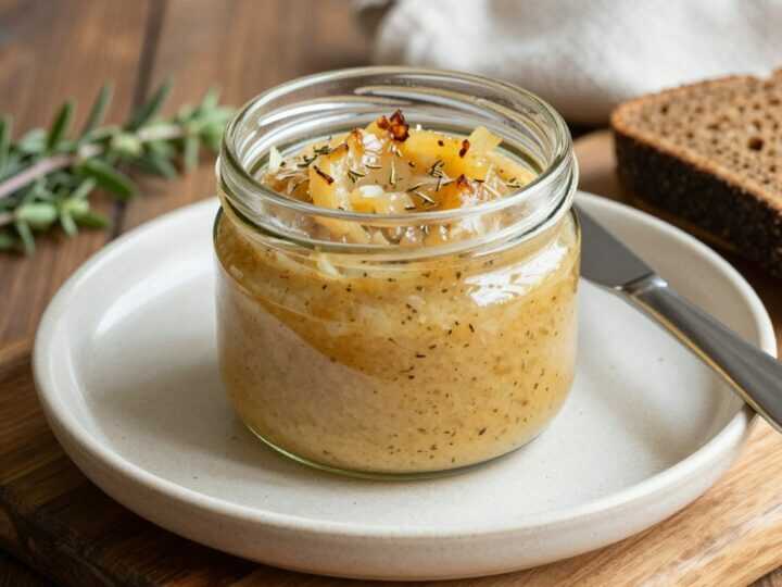 Zwiebel-Schmalz ohne Fleisch: 400 g Glas, deftig mit Apfel!