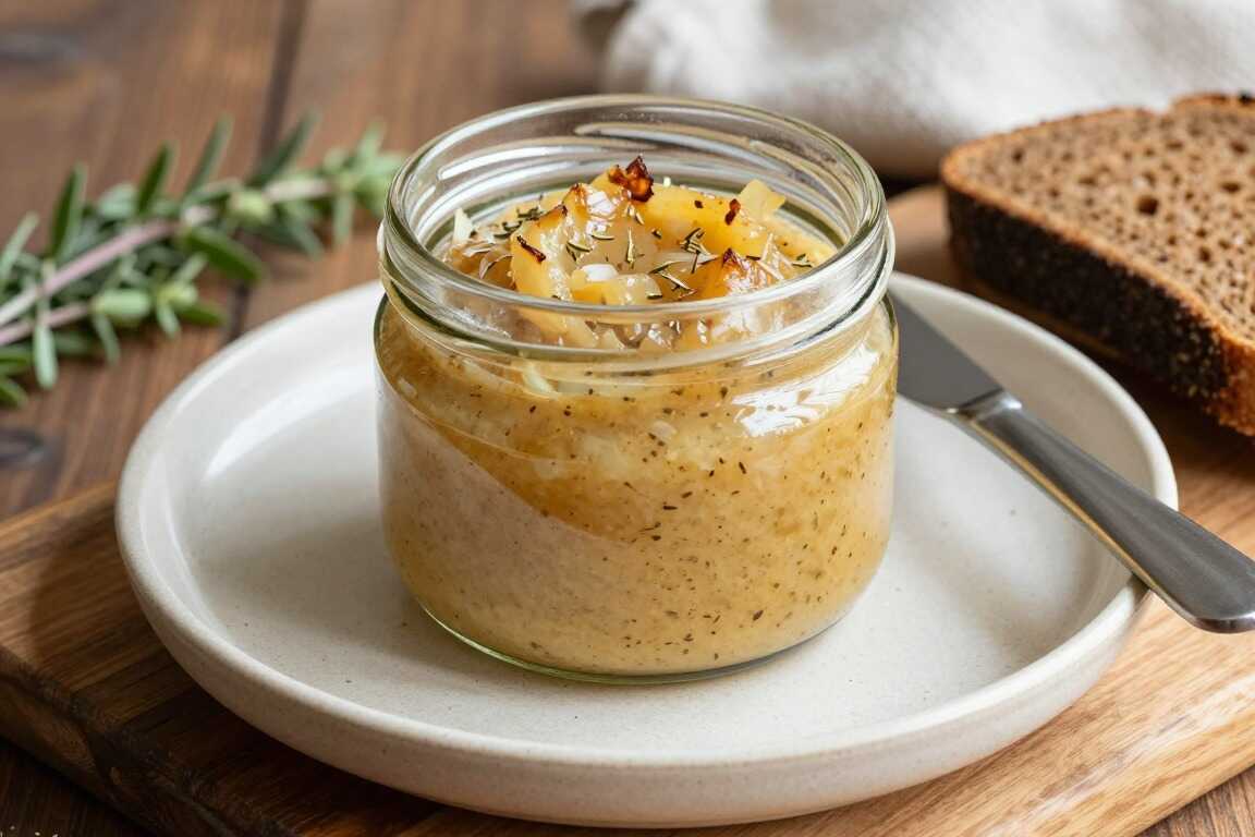 Zwiebel-Schmalz ohne Fleisch: 400 g Glas, deftig mit Apfel!