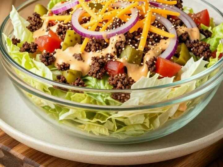 Big-Mac-Salat mit 500 g Hackfleisch: Der Burger als Salat, ohne Brötchen!