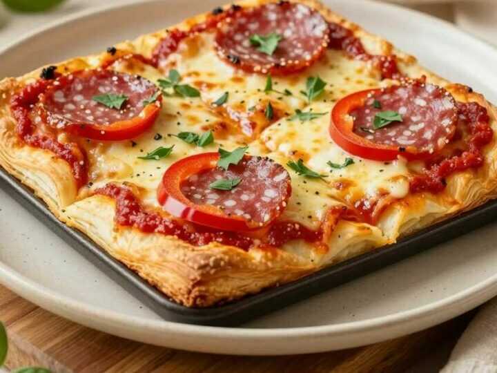 Blätterteigpizza vom Blech: In 25 Minuten, für 6 Personen!