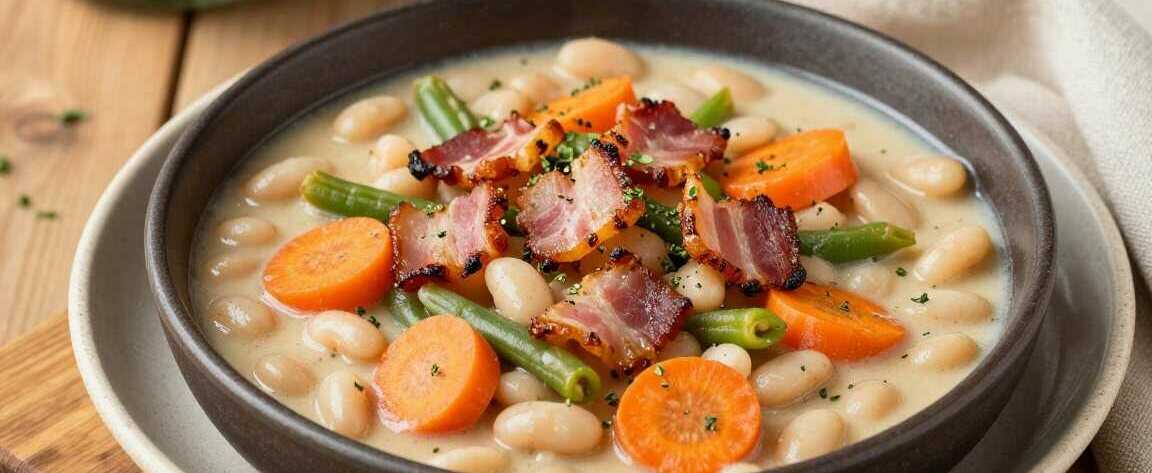 Bohneneintopf mit Speck: Deftig, günstig, in 40 Minuten!