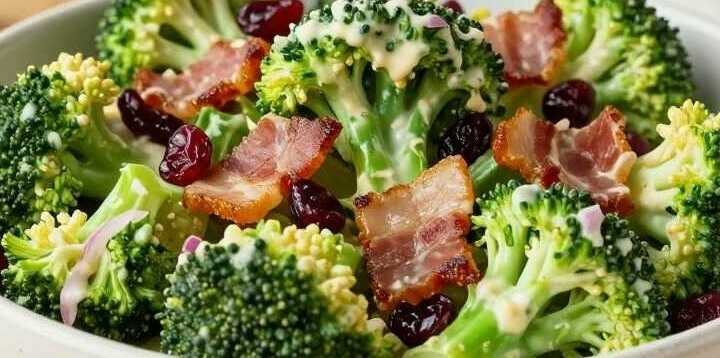 Brokkolisalat mit Speck und Cranberrys: Der amerikanische Partysalat!