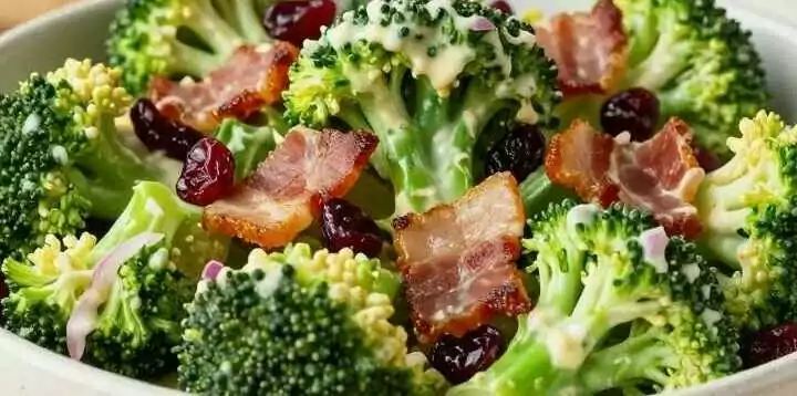 Brokkolisalat mit Speck und Cranberrys: Der amerikanische Partysalat!