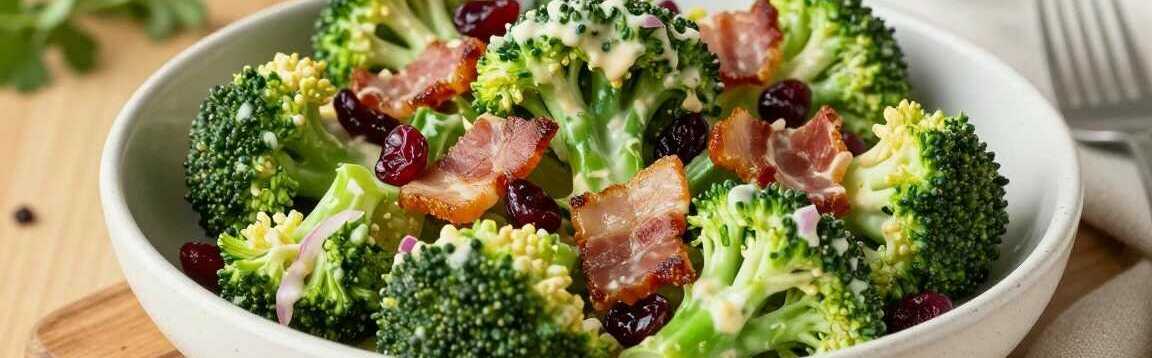Brokkolisalat mit Speck und Cranberrys: Der amerikanische Partysalat!