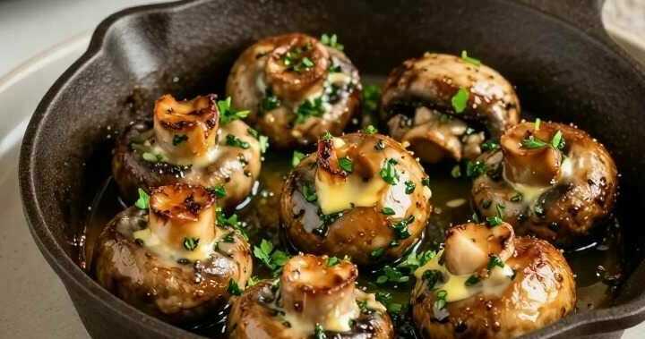 Champignons aus dem Airfryer mit Kräuterbutter: 3 Zutaten, 10 Minuten!