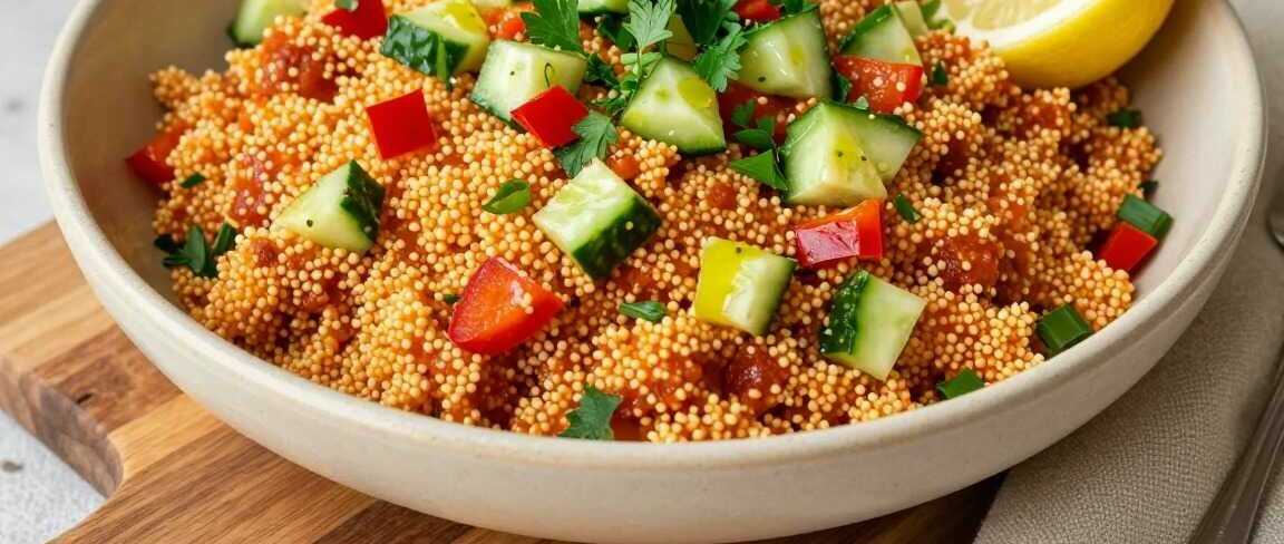 Couscous-Salat türkisch mit Tomatenmark: Der Klassiker vom Buffet!