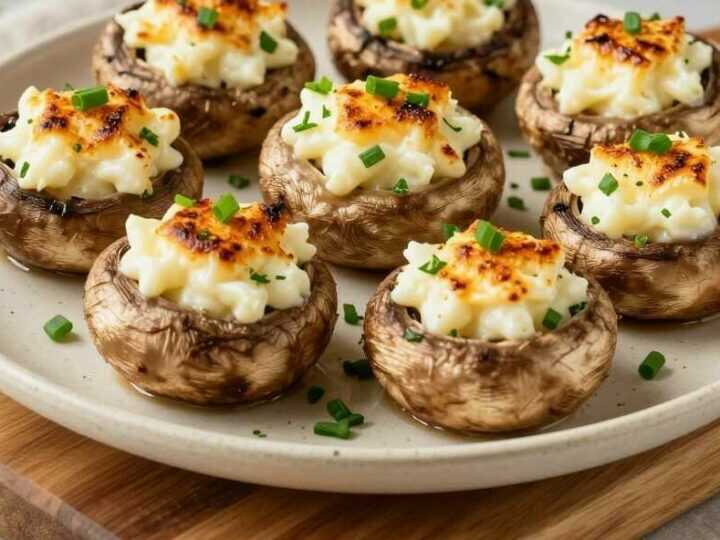 Gefüllte Champignons aus dem Airfryer: Mit Frischkäse, in 12 Minuten!