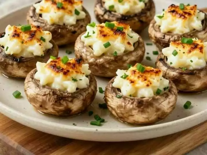 Gefüllte Champignons aus dem Airfryer: Mit Frischkäse, in 12 Minuten!
