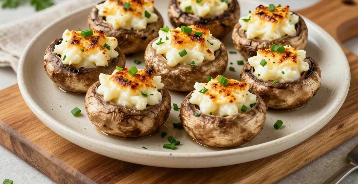 Gefüllte Champignons aus dem Airfryer: Mit Frischkäse, in 12 Minuten!