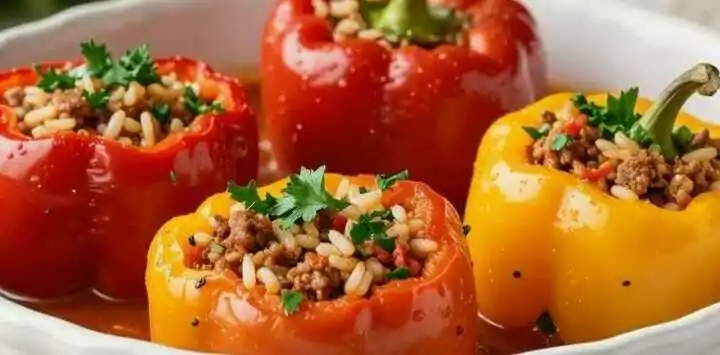 Gefüllte Paprika mit Hackfleisch und Reis: Omas Rezept für 4!