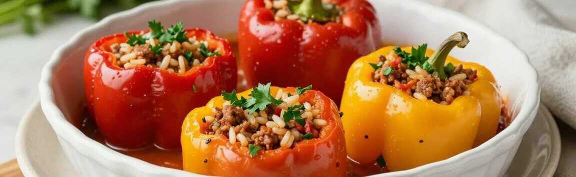 Gefüllte Paprika mit Hackfleisch und Reis: Omas Rezept für 4!