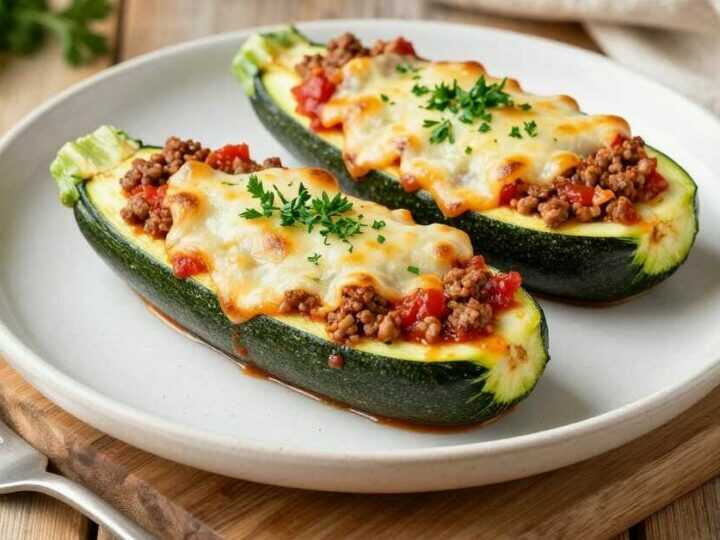 Gefüllte Zucchini aus dem Airfryer: Mit Hackfleisch, in 20 Minuten!