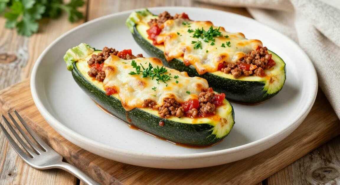 Gefüllte Zucchini aus dem Airfryer: Mit Hackfleisch, in 20 Minuten!