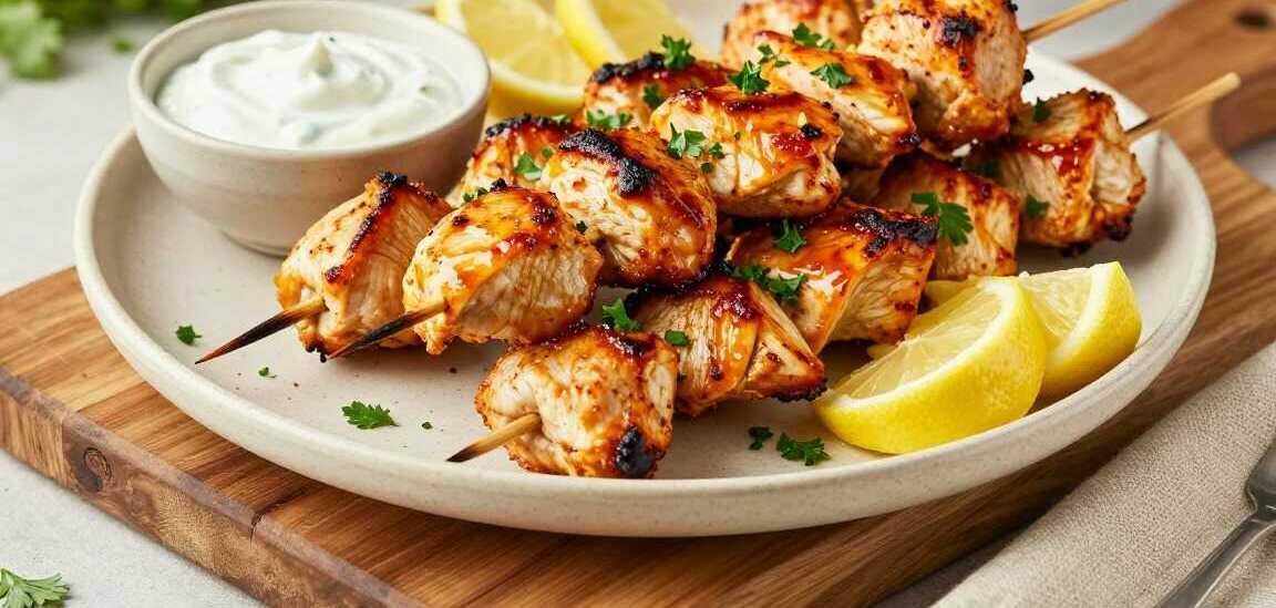 Hähnchenspieße aus dem Airfryer: Mariniert, in 14 Minuten!