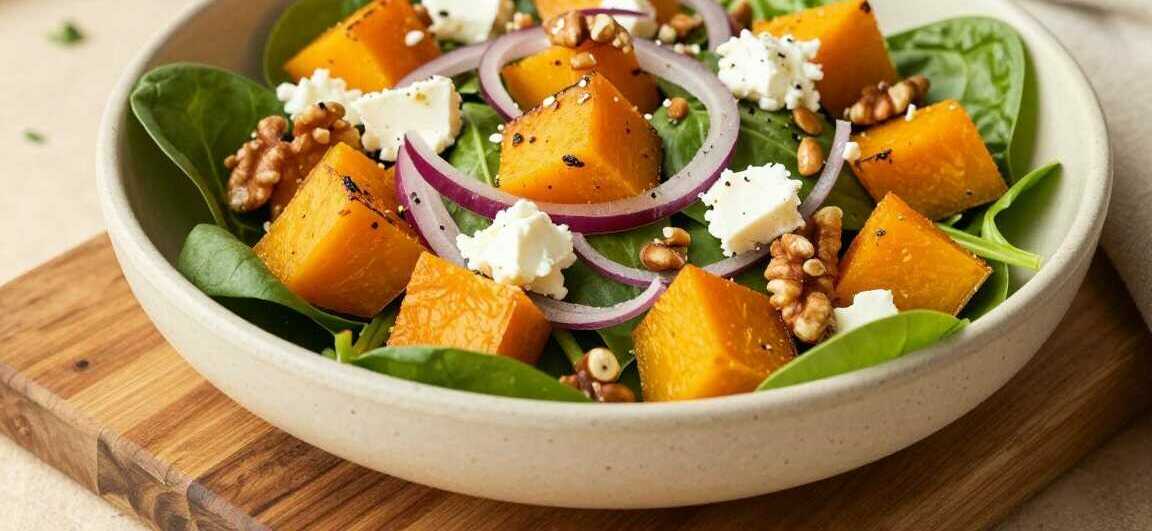 Herbstsalat mit Kürbis und Walnüssen: Lauwarm, in 30 Minuten!