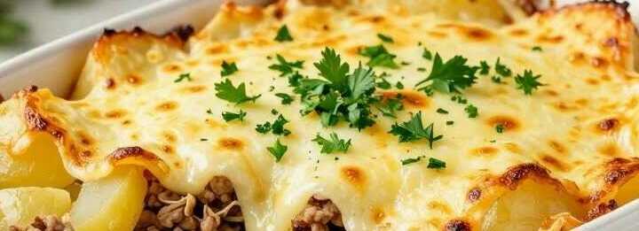 Kartoffelauflauf mit 500 g Hackfleisch: In 15 Minuten vorbereitet, Käsekruste inklusive!