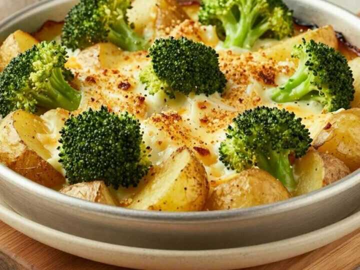 Kartoffelauflauf mit Brokkoli und 200 g Käse: Der Familienklassiker vom Blech!