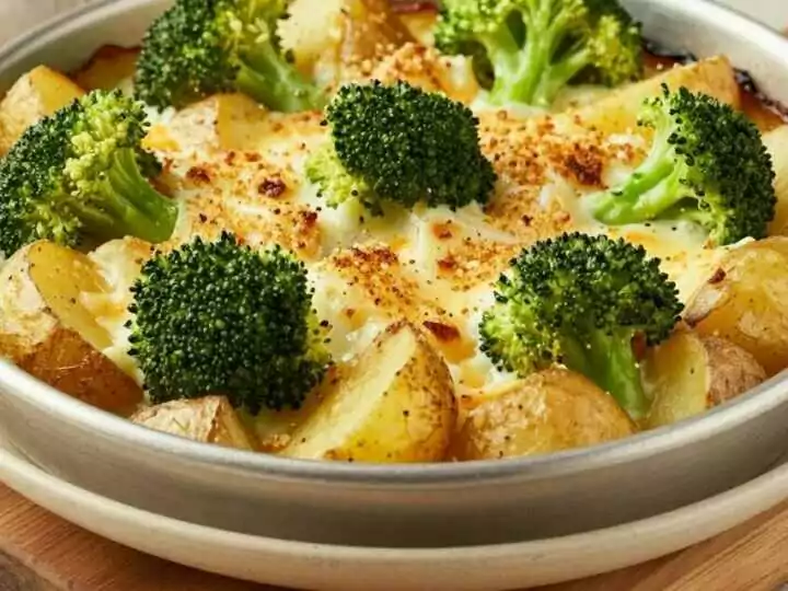 Kartoffelauflauf mit Brokkoli und 200 g Käse: Der Familienklassiker vom Blech!