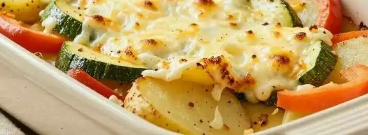 Kartoffelauflauf mit Gemüse der Saison: 1 Form, 8 Zutaten, 45 Minuten!