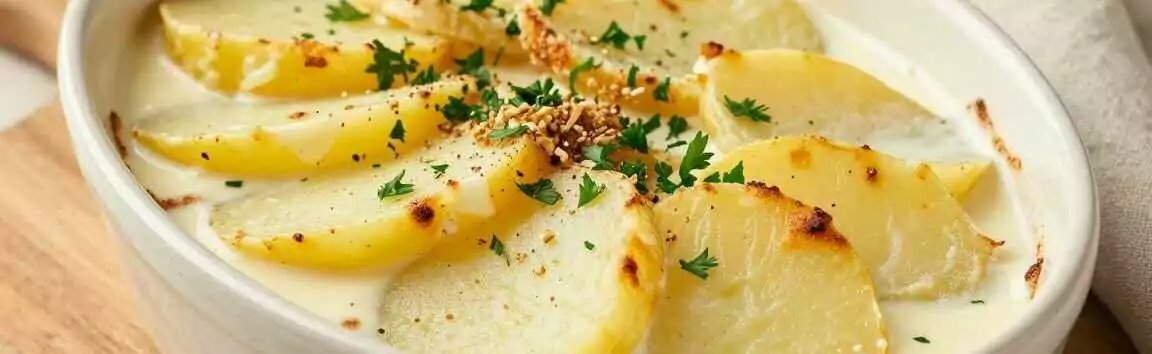 Kartoffelauflauf ohne Sahne: Genauso cremig, mit Milch und Mehlschwitze!