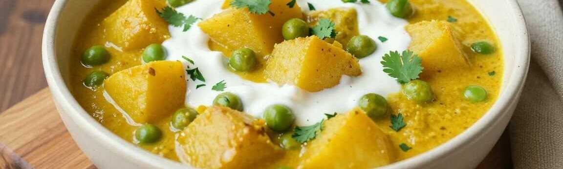 Kartoffel-Erbsen-Curry mit Joghurt: Indisch, in 35 Minuten!