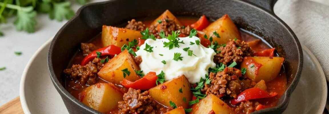 Kartoffelgulasch ohne Fleisch: Deftig, günstig, für 4 Personen!