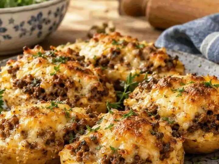 Kartoffelhälften mit Hackfleisch überbacken, der Klassiker der deutschen Küche neu entdeckt