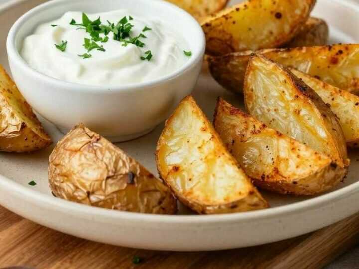 Kartoffel-Wedges mit Joghurt-Dip: 800 g Kartoffeln, 5 Gewürze!