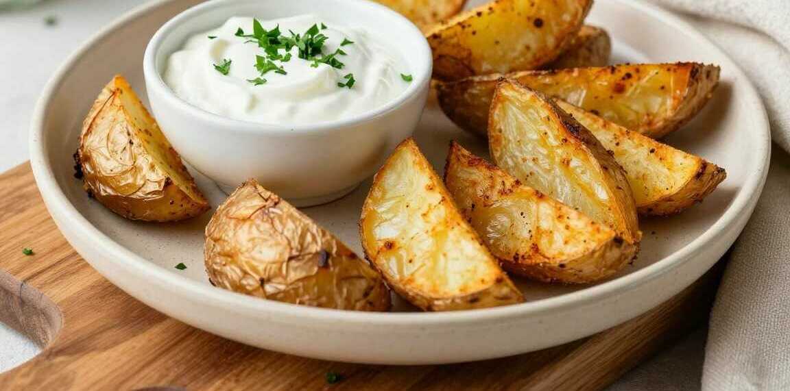Kartoffel-Wedges mit Joghurt-Dip: 800 g Kartoffeln, 5 Gewürze!