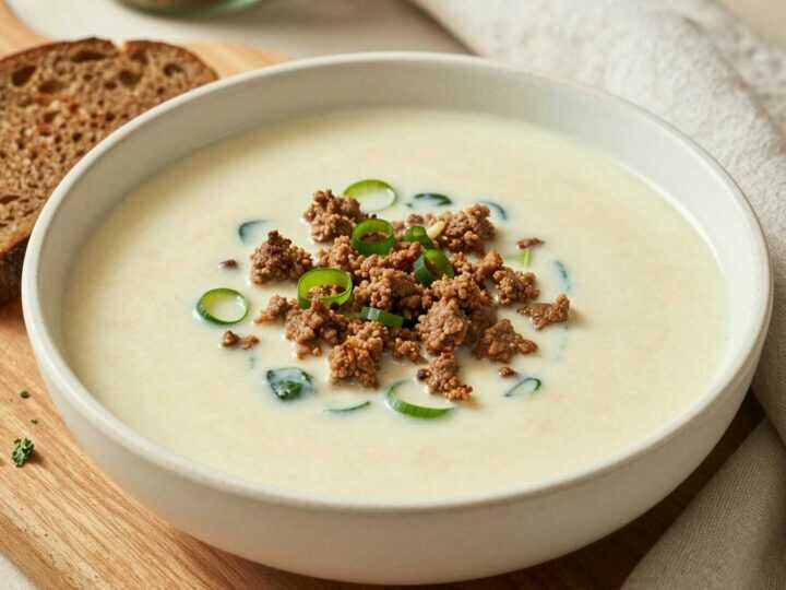 Lauchsuppe mit Hackfleisch: Der Party-Klassiker, deftig und schnell!