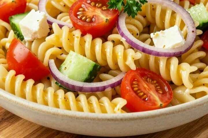 Nudelsalat ohne Mayonnaise: Mit Essig-Öl-Dressing, bleibt 2 Tage frisch!