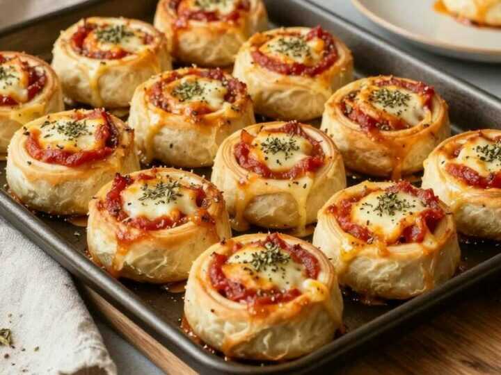 Pizzaschnecken vom Blech: 16 Stück, in 25 Minuten fertig!