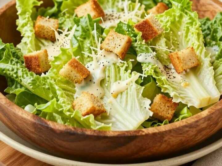 Romanasalat mit Knoblauchcroutons: Knackig, in 20 Minuten!