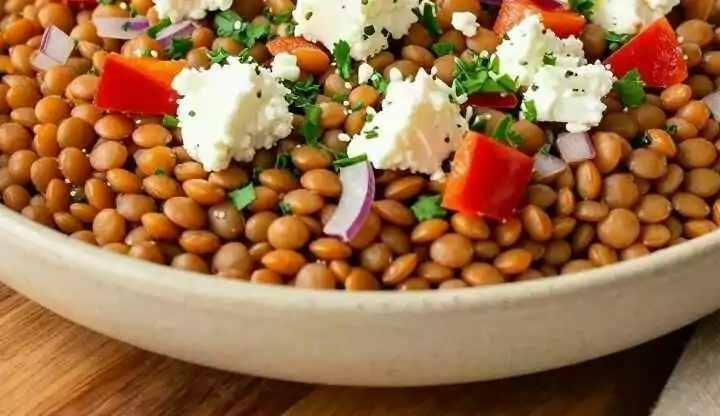 Rote-Linsen-Salat mit Feta: Eiweißreich, in 25 Minuten!