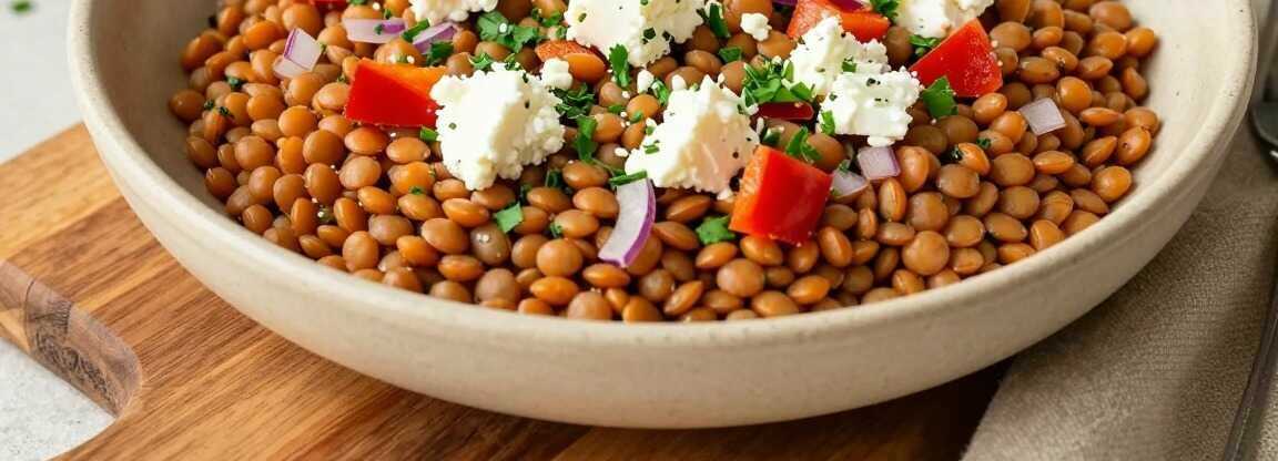 Rote-Linsen-Salat mit Feta: Eiweißreich, in 25 Minuten!
