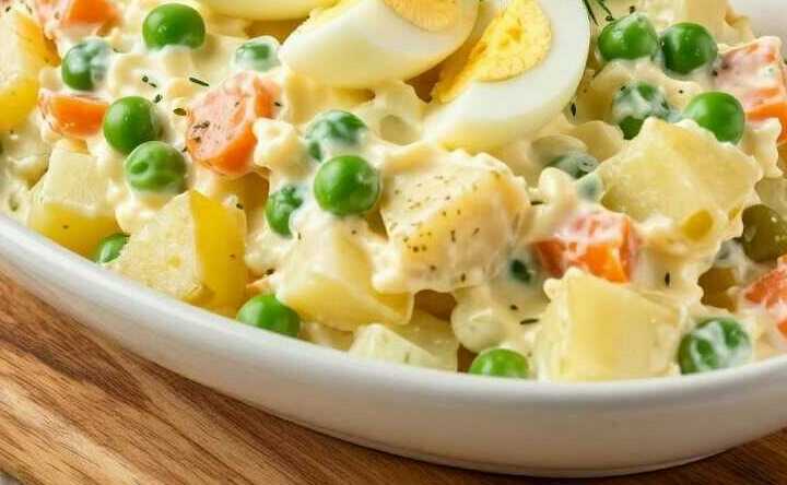Russischer Salat mit Kartoffeln und Erbsen: Omas Festtagsrezept!