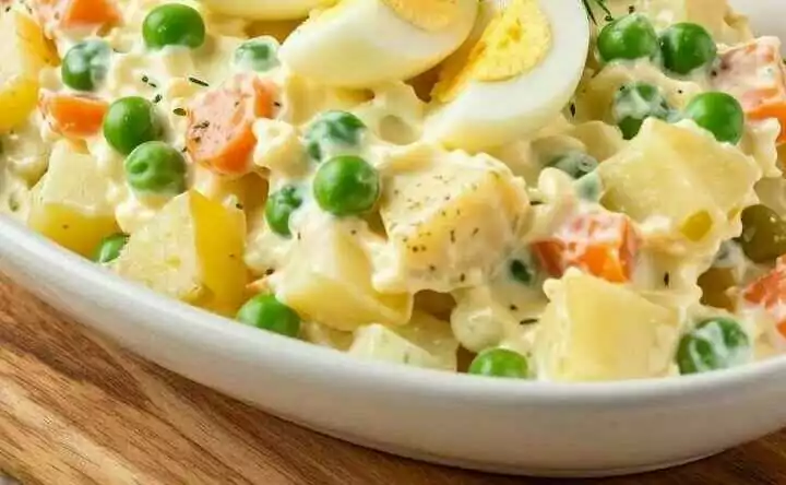 Russischer Salat mit Kartoffeln und Erbsen: Omas Festtagsrezept!