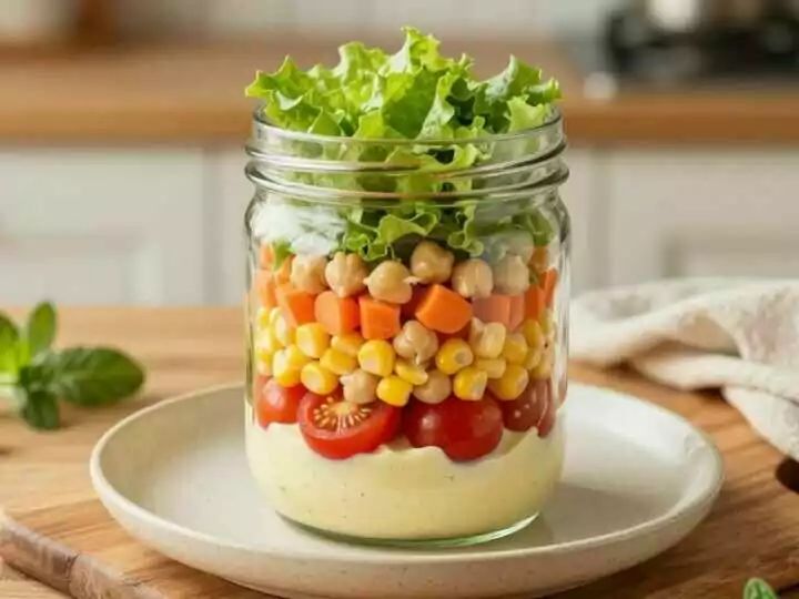 Salat im Glas für die Arbeit: 5 Schichten, 3 Tage haltbar!