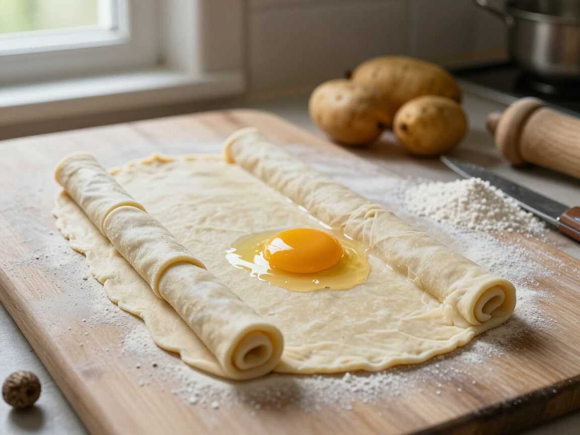Schupfnudeln aus Kartoffelteig selbst gemacht, das beliebteste Kartoffelrezept auf Pinterest – während der Zubereitung