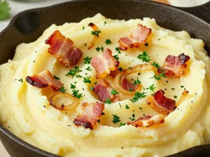 Stampfkartoffeln mit Speck und Zwiebeln: Ein Topf, 25 Minuten!