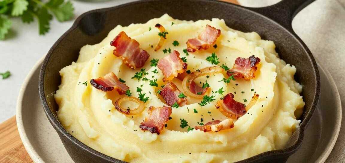 Stampfkartoffeln mit Speck und Zwiebeln: Ein Topf, 25 Minuten!