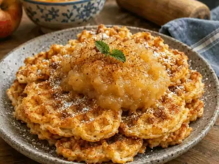 Süße Kartoffelwaffeln mit Apfelmus, perfekt als Beilage zum Grillen