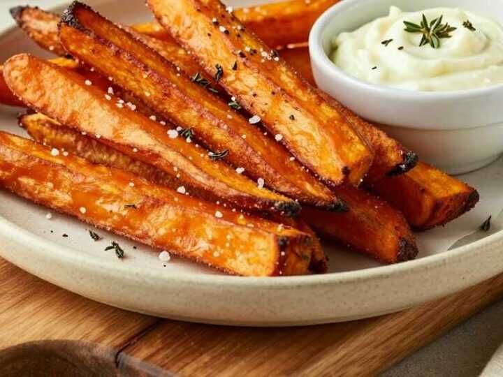 Süßkartoffelpommes aus der Heißluftfritteuse: Knusprig mit 1 TL Stärke!