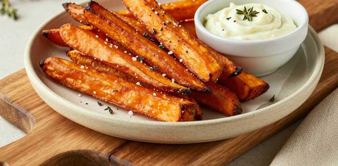 Süßkartoffelpommes aus der Heißluftfritteuse: Knusprig mit 1 TL Stärke!