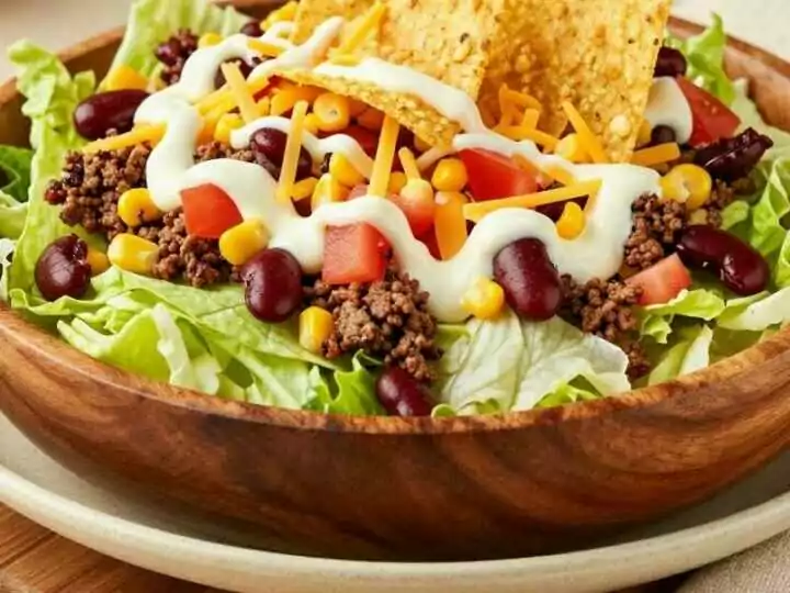 Taco-Salat mit Hackfleisch: Der Partysalat für 8 Personen!
