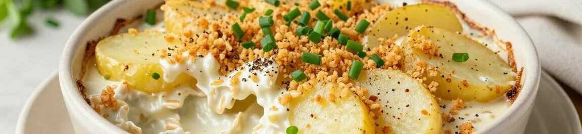 Veganer Kartoffelauflauf mit Hafersahne: Cremig, ohne Ei und ohne Käse!